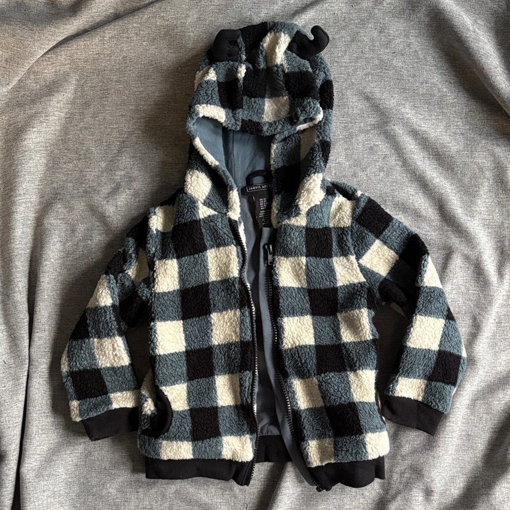 Jarvis Archer Plaid Hooded Jacket with Moose Antlers - 3T